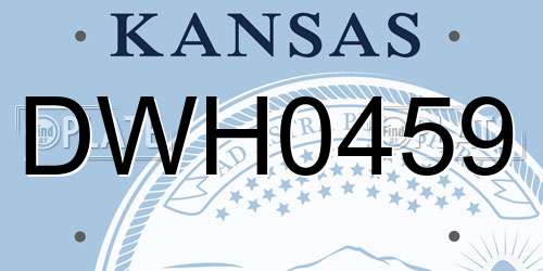 DWH0459 Kansas License Plate