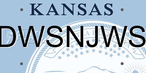 DWSNJWS Kansas License Plate