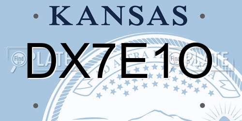 DX7E1O Kansas License Plate