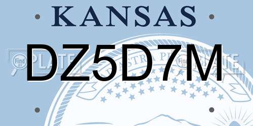 DZ5D7M Kansas License Plate