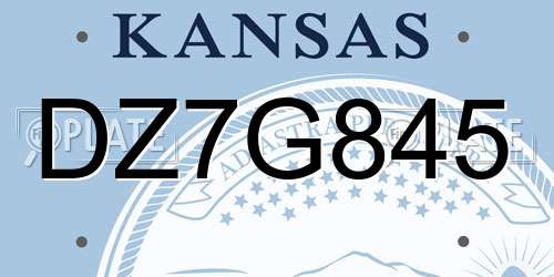 DZ7G845 Kansas License Plate