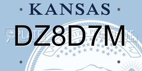 DZ8D7M Kansas License Plate