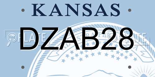 DZAB28 Kansas License Plate