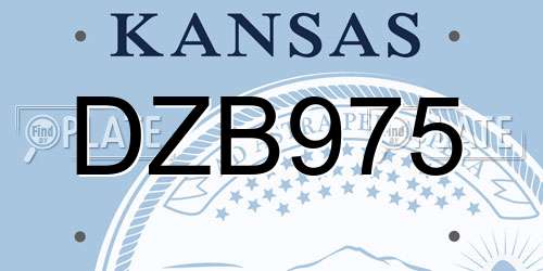 DZB975 Kansas License Plate