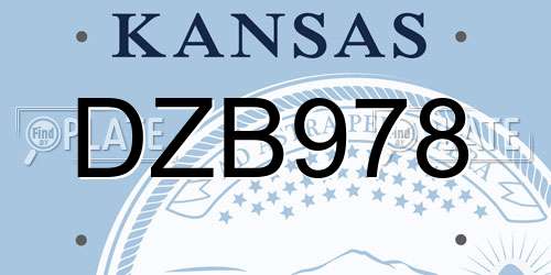 DZB978 Kansas License Plate