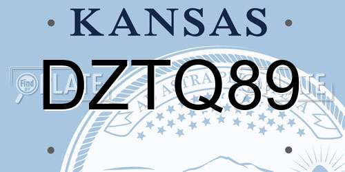 DZTQ89 Kansas License Plate