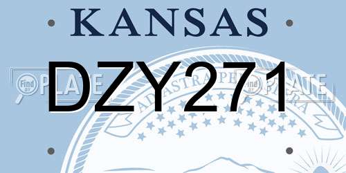 DZY271 Kansas License Plate