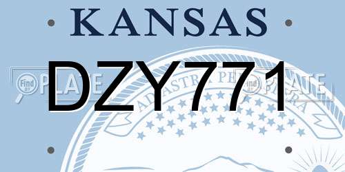 DZY771 Kansas License Plate