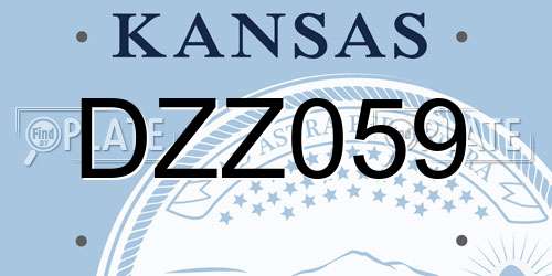 DZZ059 Kansas License Plate