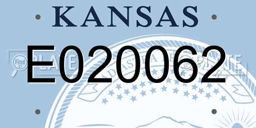 E020062 Kansas License Plate
