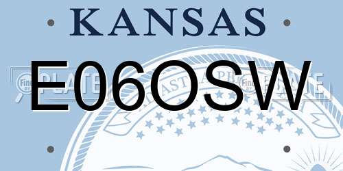 E06OSW Kansas License Plate