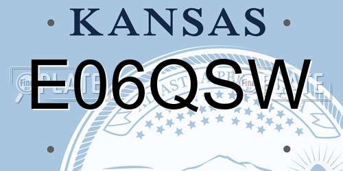 E06QSW Kansas License Plate