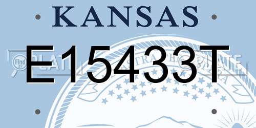 E15433T Kansas License Plate
