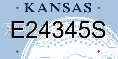 E24345S Kansas License Plate