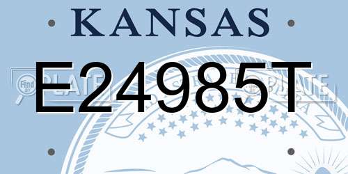 E24985T Kansas License Plate
