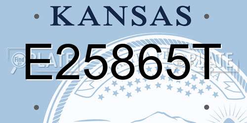E25865T Kansas License Plate