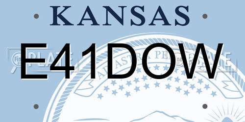 E41DOW Kansas License Plate