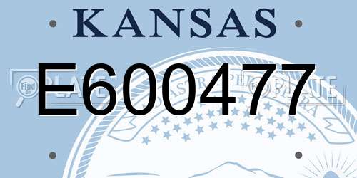 E600477 Kansas License Plate