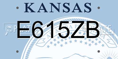 E615ZB Kansas License Plate