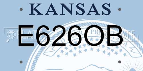 E626OB Kansas License Plate