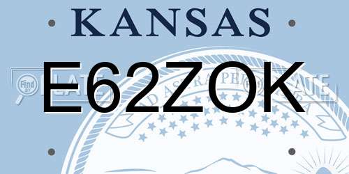 E62ZOK Kansas License Plate