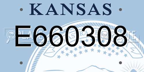 E660308 Kansas License Plate