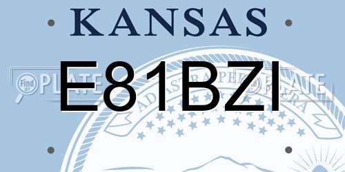 E81BZI Kansas License Plate
