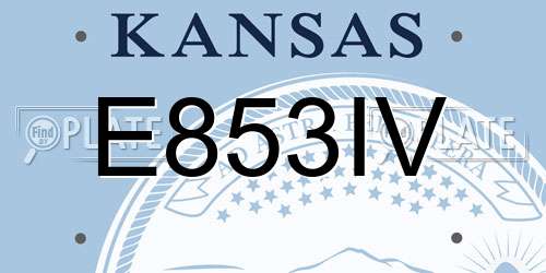 E853IV Kansas License Plate