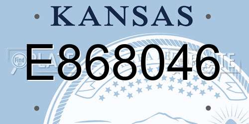 E868046 Kansas License Plate