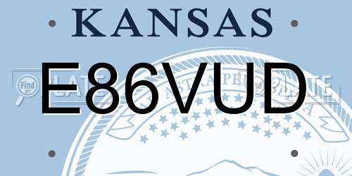 E86VUD Kansas License Plate