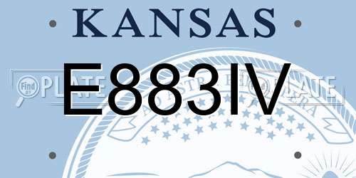 E883IV Kansas License Plate