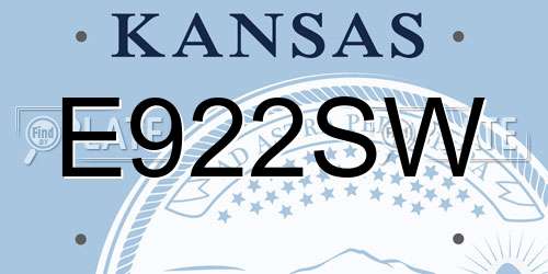 E922SW Kansas License Plate