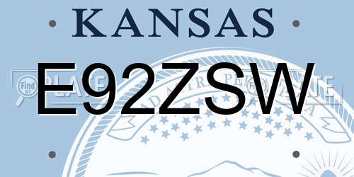 E92ZSW Kansas License Plate