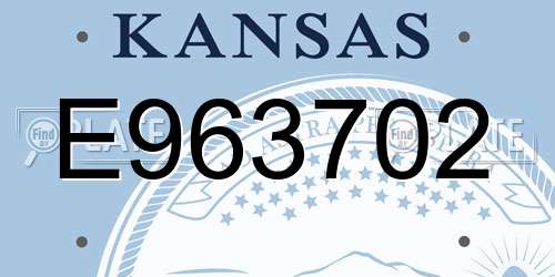 E963702 Kansas License Plate
