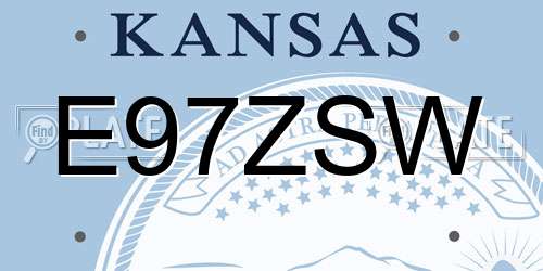 E97ZSW Kansas License Plate