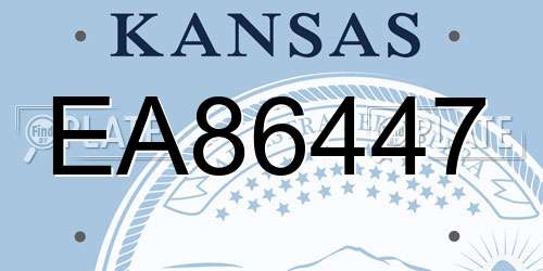 EA86447 Kansas License Plate