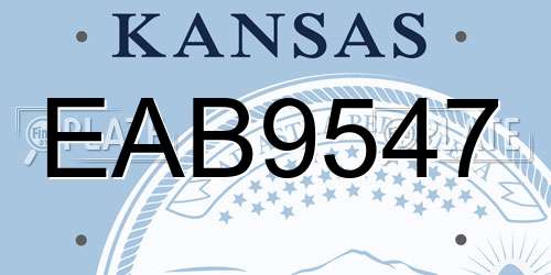 EAB9547 Kansas License Plate