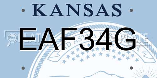 EAF34G Kansas License Plate
