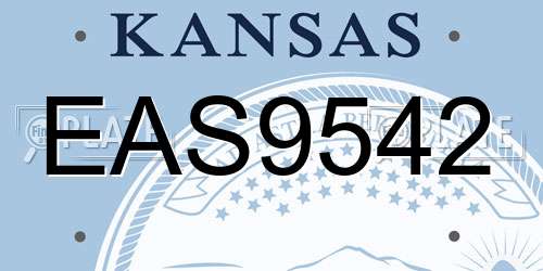 EAS9542 Kansas License Plate
