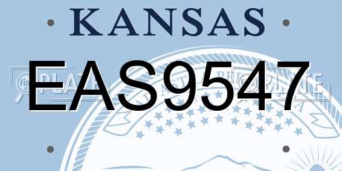 EAS9547 Kansas License Plate