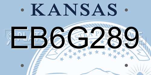 EB6G289 Kansas License Plate