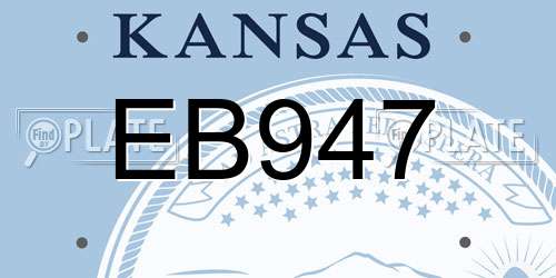 EB947 Kansas License Plate