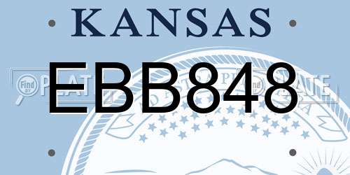 EBB848 Kansas License Plate
