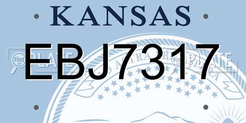 EBJ7317 Kansas License Plate