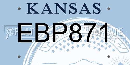 EBP871 Kansas License Plate