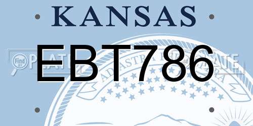 EBT786 Kansas License Plate