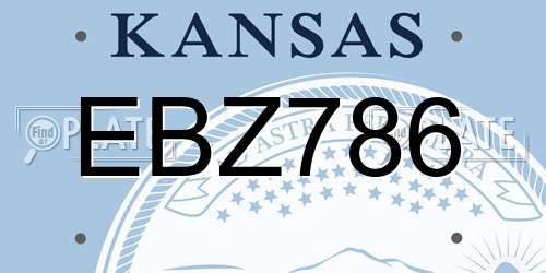 EBZ786 Kansas License Plate