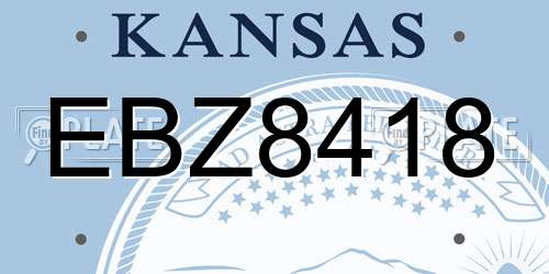 EBZ8418 Kansas License Plate