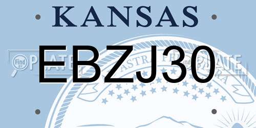 EBZJ30 Kansas License Plate