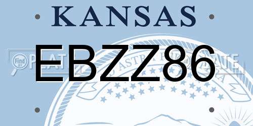 EBZZ86 Kansas License Plate